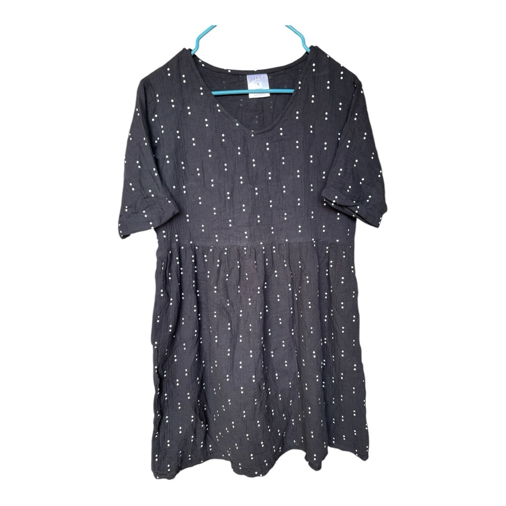 Serra Black Mini Sundress Scoop Neck Short Sleeve